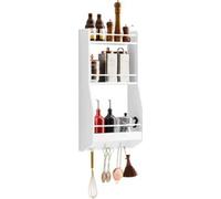 SoBuy KCR12-W Étagère murale, étagère suspendue, étagère de salle de bain, étagère à épices, étagère de cuisine, blanc, largeur environ 38 x 75 x 17 cm