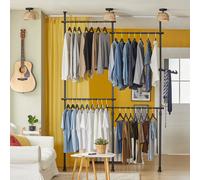 SoBuy KLS03 porte-robe porte-manteau avec 4 tiges de robes système de garde-robe télescopique système d'étagère réglable Gris clair