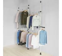 Sobuy Kls03 Télescopique Garde-Robe Penderie Télescopique 4 Barres Portant De Vêtement Blanc