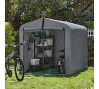 SoBuy KLS11-L-DG Garage à vélos résistant aux intempéries Remise à outils Garage à vélos pour 2-4 vélos Carport Tente avec protection UV Remise à vélos Gris 159x165x219cm