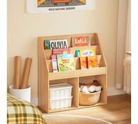 SoBuy KMB01-N Étagère pour enfants avec 3 compartiments de rangement et 2 compartiments ouverts Porte-revues Étagère de rangement Bibliothèque pour enfants Nature LHT environ 73x80x30cm