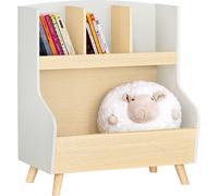 SoBuy KMB105-HG Étagère pour enfants Étagère à livres Étagère de rangement pour enfants Meubles de chambre d'enfants LHT env. 60x68x37cm Blanc-Naturel