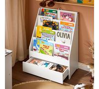 SoBuy KMB112-W Étagère pour enfants avec 4 compartiments Bibliothèque Étagère de rangement pour enfants Étagère sur pied blanche LHT environ 60x93x30cm