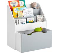 SoBuy KMB17-HG Bibliothèque Étagère à Livres Étagère de Rangement Jouets pour Enfants Porte-revues à 3 Niveaux avec 1 boîte de Rangement
