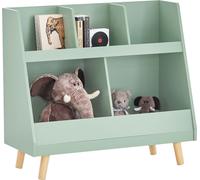 SoBuy KMB19-GR Étagère pour enfants avec 5 compartiments Bibliothèque de rangement Étagère sur pied pour enfants avec pieds en bois massif Vert LHT env. 86x78x36cm