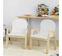 SoBuy KMB24-Wx2 Set de 2 chaises pour enfants réglables en hauteur Petite chaise avec accoudoirs et dossier Meubles pour enfants Siège pour enfants blanc Hauteur d'assise 23-35cm