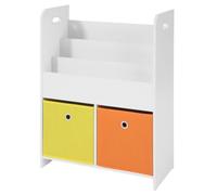 Sobuy® Kmb27-W Bibliothèque Meuble De Rangement Pour Livres Et Jouets Étagère Enfant Étagère À Livres Étagère De Rangement Jouets Pour Enfants Avec 3 Compartiments Et 2 Paniers Amovibles Blanc