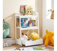 SoBuy KMB31-W Étagère de Rangement Jouets pour Enfants Coffre à Jouets Bibliothèque Étagère à Livres Porte-revues avec avec 2 étagè
