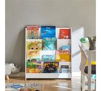 SoBuy Bibliothèque Enfant Rangement Livre Jouet Enfant Bibliothèque Livre 4 Niveaux Étagère à Livres Meuble de Rangement Chambre d'enfant Bureau Salon Blanc 80x30x88 cm KMB32-W
