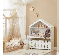 SoBuy KMB52-W Étagère pour enfants Set de 2 pièces Étagère de rangement pour enfants Étagère à jouets Étagère à livres avec roulettes Organisateur de jouets Étagère chambre d'enfant Meubles LHT env. :