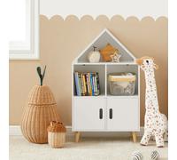 SoBuy KMB58-W Étagère pour enfants avec design maison Étagère à livres pour enfants Étagère de rangement Étagère à jouets Meubles de chambre d'enfant blanc LHT env. : 60x103x30cm