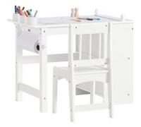 SoBuy KMB60-W Ensemble Table et Chaise Enfant Set de 2 Pièces Bureau Enfant Table d'Étude pour Enfants Blanc G
