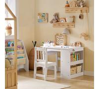 SoBuy KMB60-W Table pour enfants avec 1 chaise Ensemble de chaises d'intérieur pour enfants Table de peinture pour enfants Blanc