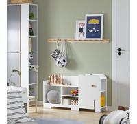 SoBuy KMB62-W Étagère pour enfants avec design éléphant Bibliothèque pour enfants Étagère de rangement pour enfants Meubles de chambre d'enfant Blanc LHT env. : 110x60x25cm