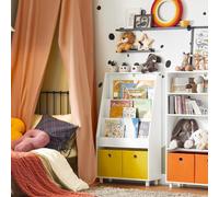 Sobuy Kmb69-W Bibliothèque Pour Enfant, Étagère À Livres, Étagère À Jouets, À 3 Niveaux Avec 2 Boîtes De Rangement Multicolore