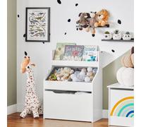 SoBuy KMB71-W Étagère de Rangement Organisateur Jouets et Livres, Bibliothèque avec 2 Paniers et 1 Compartiment à roulettes