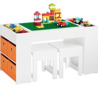 SoBuy KMB75-W Table pour enfants avec 2 chaises Ensemble de chaises pour enfants Table de jeu pour enfants Table d'activité multifonctionnelle pour enfants Table Chaise Set Blanc