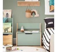 SoBuy KMB94-GR Banc Coffre à Jouet pour Enfants, Coffre de Rangement 2 en 1, Banc de Rangement avec Dossier pour Enfant, Meuble de Rangement Vert