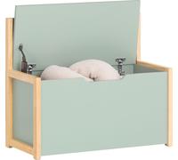 SoBuy KMB94-GR Banc pour enfants avec bibliothèque Coffre à jouets Coffre de rangement à roulettes Banc à chaussures Vert naturel LHP env. 64x55x30cm