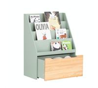 SoBuy KMB95-GR Bibliothèque pour enfants avec 3 étagères et un coffre à jouets amovible Étagère de rangement Vert naturel LHP env. 62x80x30cm