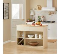 SoBuy KNL04-MI Ilot de cuisine indépendant Armoire de cuisine Highborad Commode Armoire Sideboard Table de bar Buffet Beige LHT env : 120x90x60cm