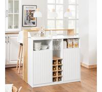 SoBuy KNL07-WN Ilot de cuisine avec plan de travail Armoire de cuisine Highborad Commode Sideboard Table de bar Table de salle à manger Buffet LHT env. 105x105x60cm