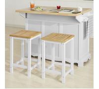 SoBuy FST29-WNx2 Lot de 2 Chaises Tabourets de Cuisine en Bois avec Repose-Pieds