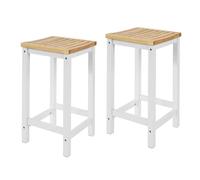 SoBuy Chaise d'intérieur non pliable H. 61 cm en bois blanc - Lot de 2