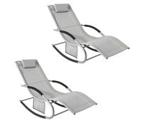 SoBuy Lot de 2 Chaises Longues avec Coussin 150x63x87cm Capacité 150kg