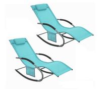 SoBuy Lot de 2 Chaises Longues Transat Jardin Pliables Aluminium - Bain de Soleil Ergonomique à Bascule, Extérieur Bleu, OGS28-HBx2