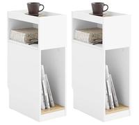 SoBuy Lot de 2 Table d'appoint étroite avec tiroir, Table de Chevet Gain de Place pour Petit Espace, 20×35×60 cm