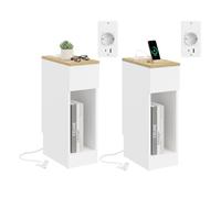 SoBuy Lot de 2 Table de Chevet 20cm avec Station de Charge 20x35x60cm