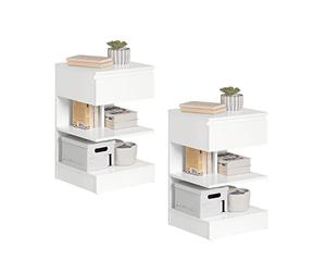 SoBuy Lot de 2 Table de Chevet avec Tiroir et 2 Étagères 39x39x65 cm