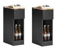 SoBuy Lot de 2 Table de Chevet étroite 20 cm avec tiroir Table de Nuit Gain de Place & Chevet de lit Noir 20x35x60 cm