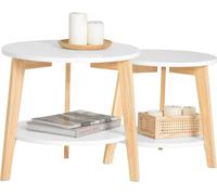 SoBuy Lot de 2 tables basses Table d'appoint Rubberwood 2 pièces blanc