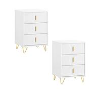 SoBuy Lot de 2 Tables de Chevet avec 3 tiroirs 40x40x63 cm