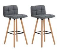 SoBuy Lot de 2 Tabourets de Bar avec Dossiers et Repose-Pieds Gris