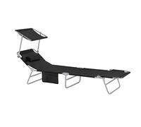 Lot de 2 Transats de Jardin OGS48-SCHx2 SoBuy - Chaises Longue Pliable Position réglable avec Parasol Pare Soleil - Noir