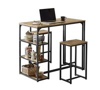 SoBuy Lot Table et 2 Tabourets de Bar Ensemble Chaises de Bar Bistrot Jeu de Table pour Balcon, Cuisine et Salle à Manger, OGT43-F