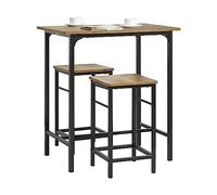 SoBuy Lot Table et 2 Tabourets Ensemble Table de Bar Bistrot + 2 Chaises de Bar avec Repose-Pieds Table Haute Cuisine OGT10-PF Bois Foncé 80x50x87cm
