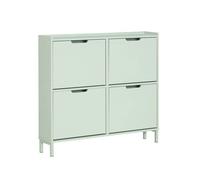 SoBuy Meuble à Chaussures 4 Abattants Fin et Compact - Rangement d’Entrée Design pour 12-20 Paires - Vert, 100x19x91cm, FSR100-GR