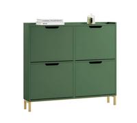 SoBuy Meuble à Chaussures 4 Abattants Fin et Compact, Rangement d’Entrée Design pour 16 Paires, Vert Foncé, 100x19x91cm, FSR100-SY