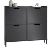 SoBuy Meuble à Chaussures 4 Abattants Noir, Rangement Chaussures Compact et Étroit pour Entrée ou Couloir, Armoire 100x19x91cm