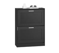 SoBuy Meuble à Chaussures Armoire à Chaussures Commode à Chaussures Meuble d'entrée, Meuble de Rangement à Chaussures avec 2 Abattants pour Entrée Couloir - L60xP25xH80 cm, Noir, FSR137-SCH