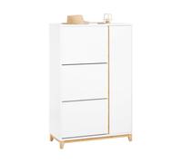 SoBuy Meuble à Chaussures Armoire à Chaussures Entrée Rangement Chaussure 3 Abattants & 1 Porte - Grand Espace pour 20 Paires + Etagère Réglable - Style Moderne Blanc 80x34x122cm FSR189-WN