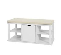 SoBuy Meuble à Chaussures Banc de Rangement Chaussures Meuble d'entrée avec Coussin rembourré 1 Porte FSR52-W