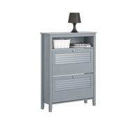 SoBuy Meuble à Chaussures Entrée avec 2 Abattants et Compartiment Ouvert Armoire Rangement Chaussures Gris 80x25x108cm