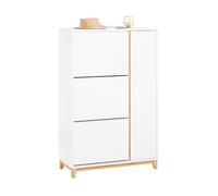 SoBuy Meuble à Chaussures FSR189-WN avec 3 Abattants et 1 Porte, Armoire à Chaussures Commode à Chaussures Meuble d'Entrée