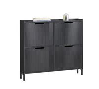 SoBuy FSR177-L-SCH Meuble à Chaussures Armoire à Chaussures Meuble Rangement Chaussures 4 Portes abattantes, Meuble d'Entrée Coffre Rangement pour Chaussures Marron G