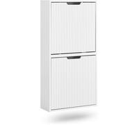 SoBuy Meuble à Chaussures Ultra Fin 19 cm, Armoire Rangement Blanc 50x19x100 cm, Montage Vertical ou Horizontal pour Entrée